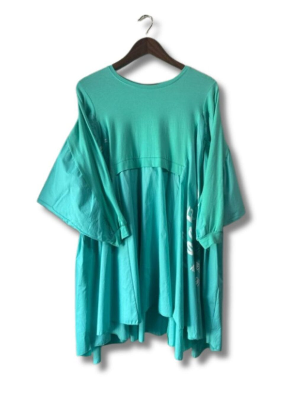 Timiami Turquoise Oversized Graphic Tunic Tee Cat Harajuku Streetwear